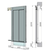 Š.dveře FERMATOR 2PTL800/2000mm RAL7004 40/10 EW60,rám:120x60/120x150/2210mm