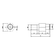 Exc.čep M20xK30x20x14mm L=74mm, ZE2mm